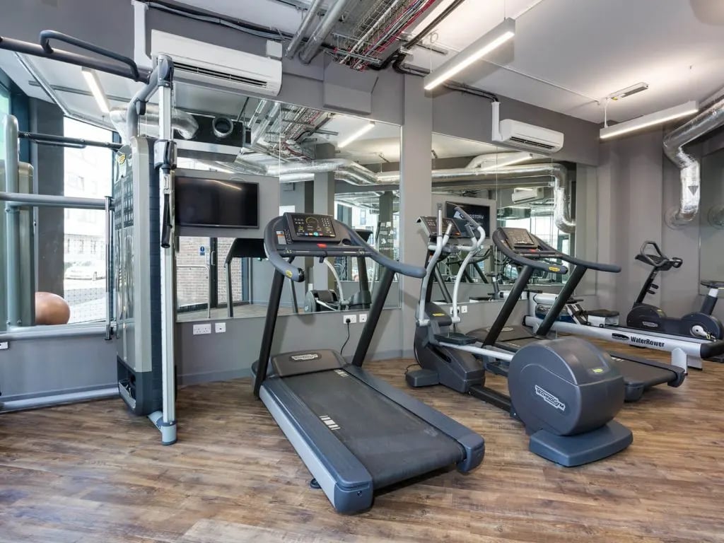 Treadmills ellipticals and rowing machines gym area at The Shield in Newcastle Upon Tyne Student Accommodation