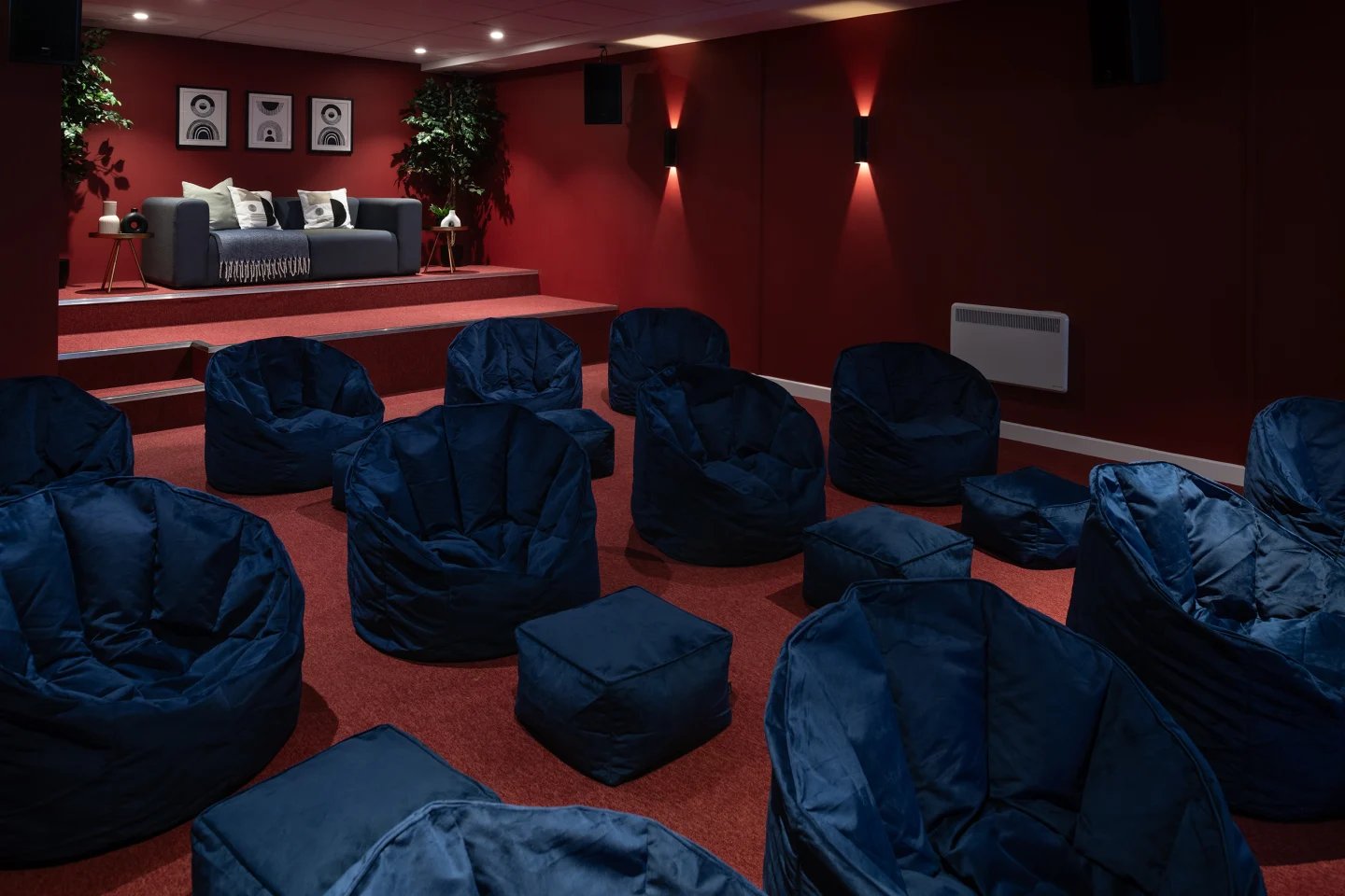 Beanbag chairs and couch movie room at Infinity Coventry in Coventry Student Accommodation