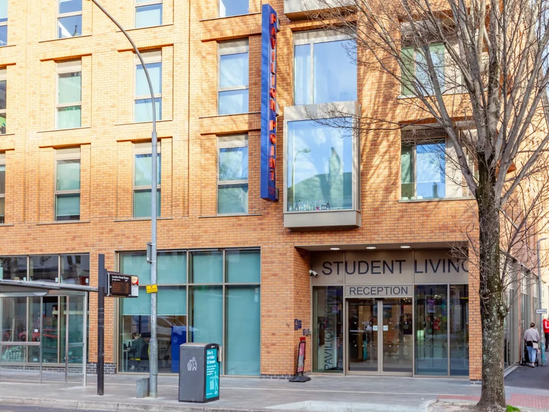 Student living reception entrance exterior at Pavilion Point in Brighton Student Accommodation