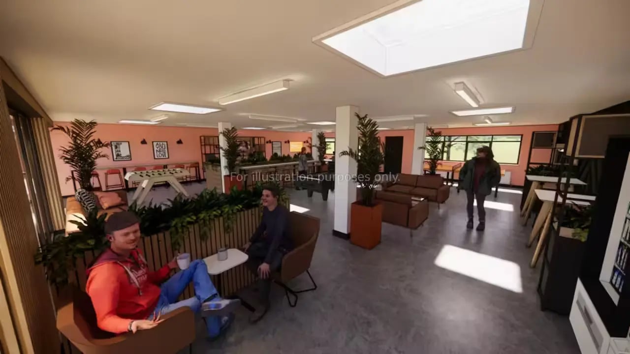 Foosball table and seating area communal room at Paddington Park House in Liverpool Student Accommodation
