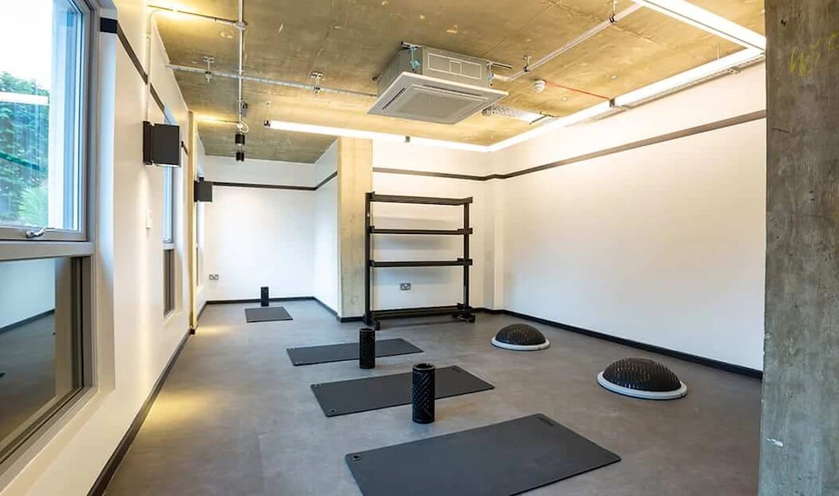 Yoga mats balance balls rack playing area at Westcombe House in London Student Accommodation