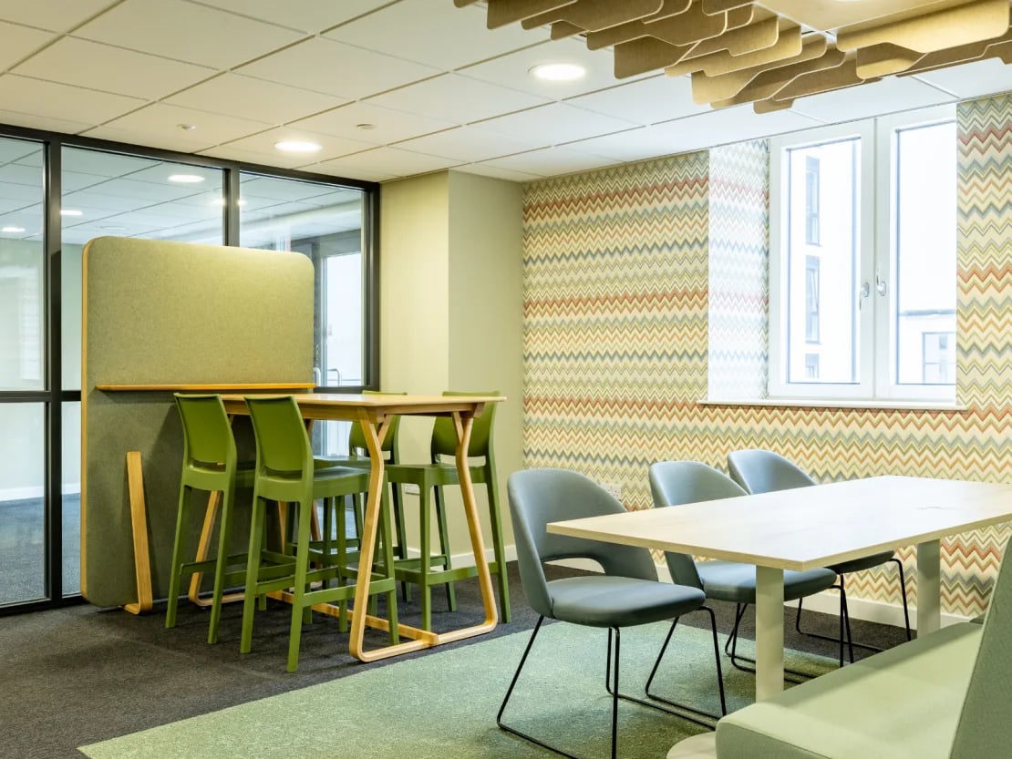 Tables chairs and partition common area at Radford Mill in Nottingham Student Accommodation