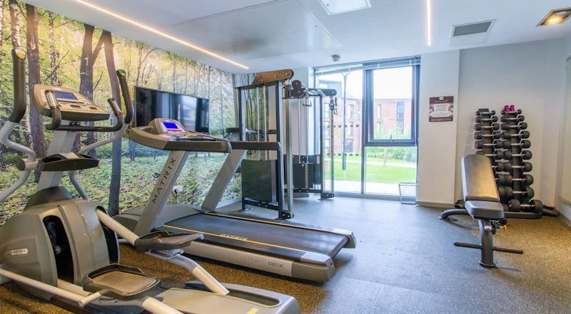 Treadmill elliptical weight rack bench gym at Duresme Court in Durham Student Accommodation