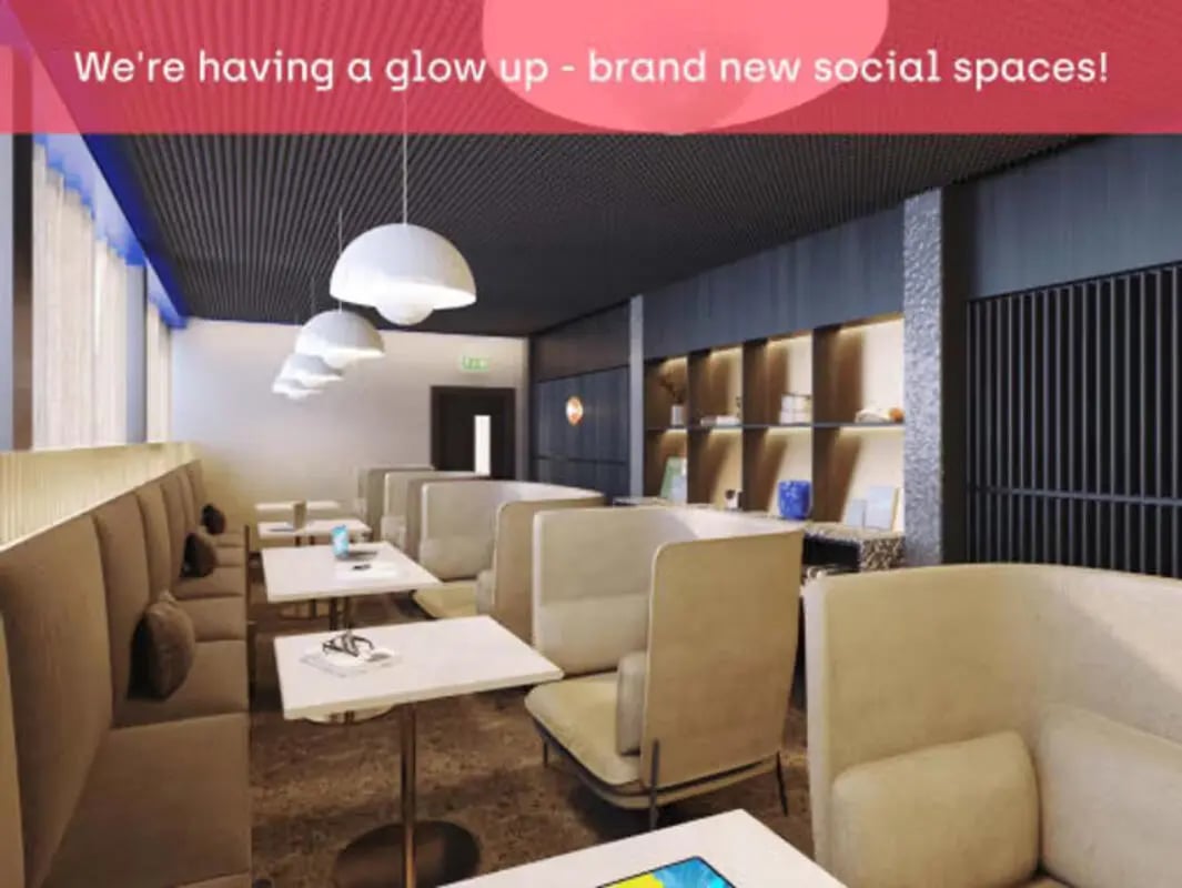 Booth seating tables and shelves Social Area at Potterrow in Edinburgh Student Accommodation