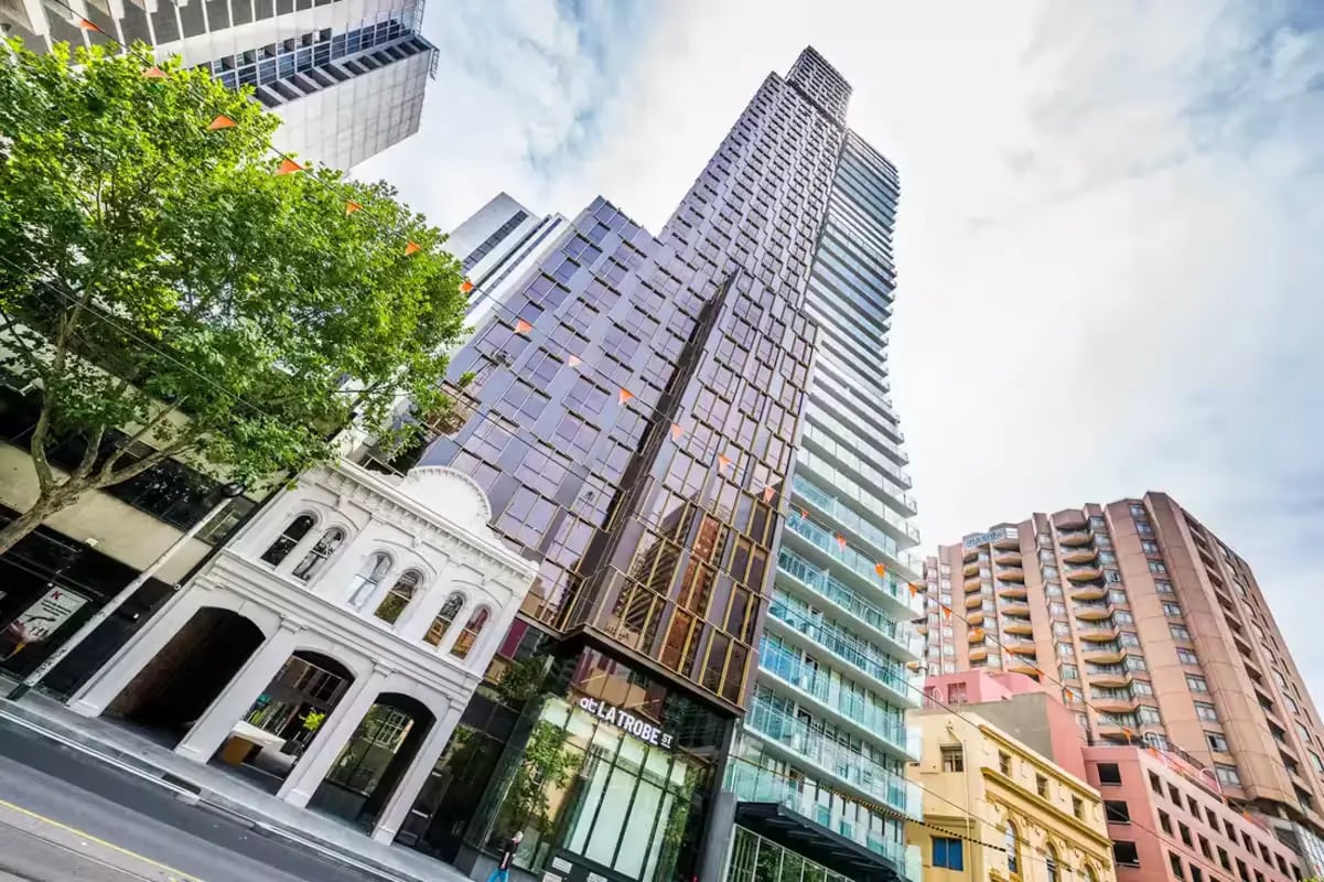 Modern apartment buildings exterior exterior at Scape La Trobe in Melbourne Student Accommodation