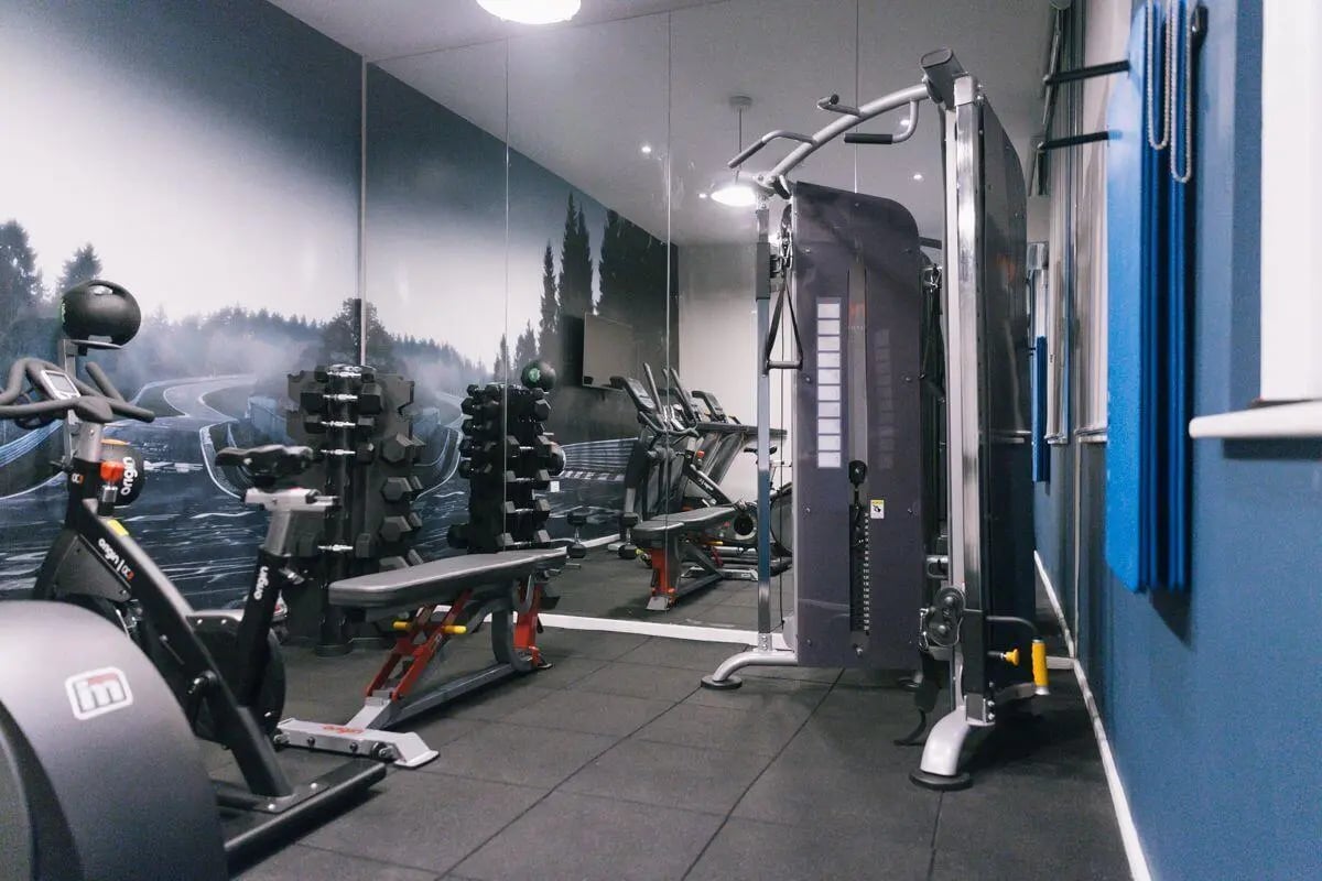 Gym equipment weight racks and exercise bikes gym at Claremont Place in Newcastle Upon Tyne Student Accommodation