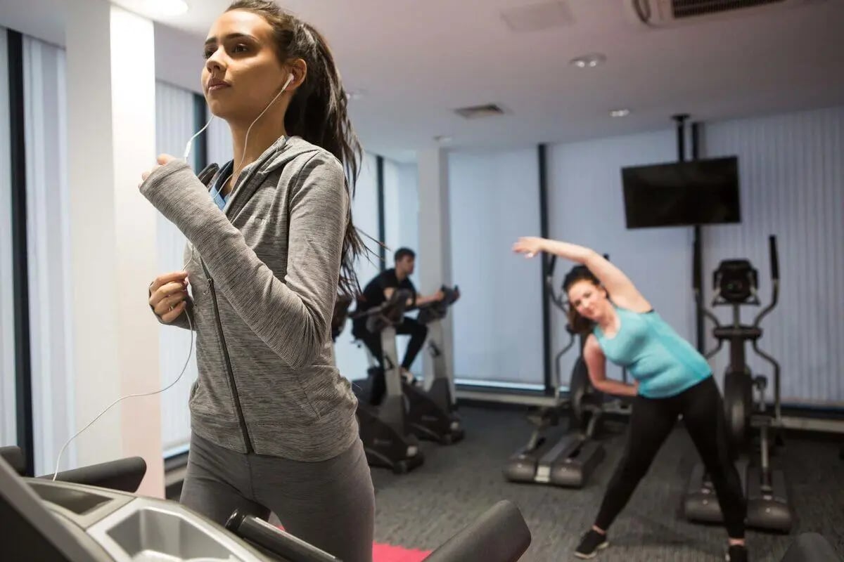 Treadmill and gym equipment fitness area at Glassworks - Liverpool in Liverpool Student Accommodation