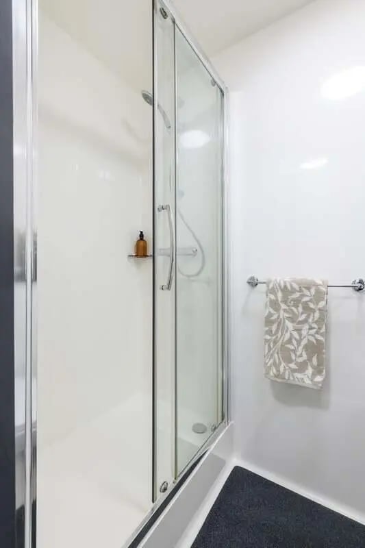 Glass shower enclosure with towel rack bathroom at Glassworks - Liverpool in Liverpool Student Accommodation
