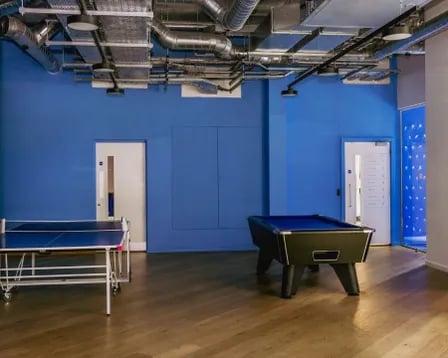 Ping pong table and pool table recreation area at Scape Mile End in London Student Accommodation