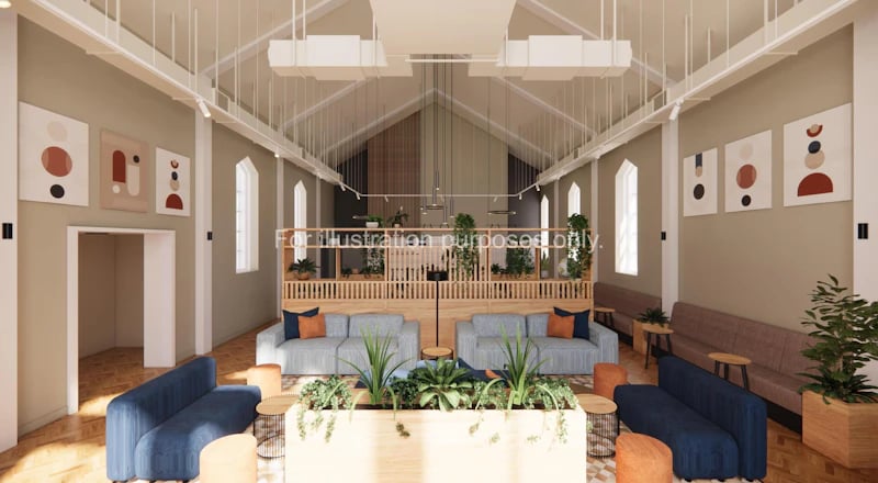 Sofas plants modern art contemporary living room at St Gabriels in Manchester Student Accommodation