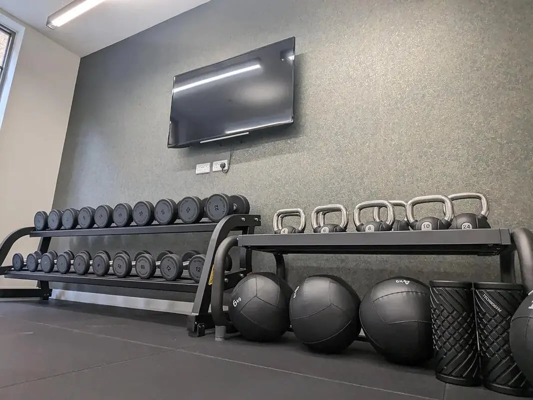Dumbbell racks kettlebells medicine balls gym Image type at Depot Point in London Student Accommodation