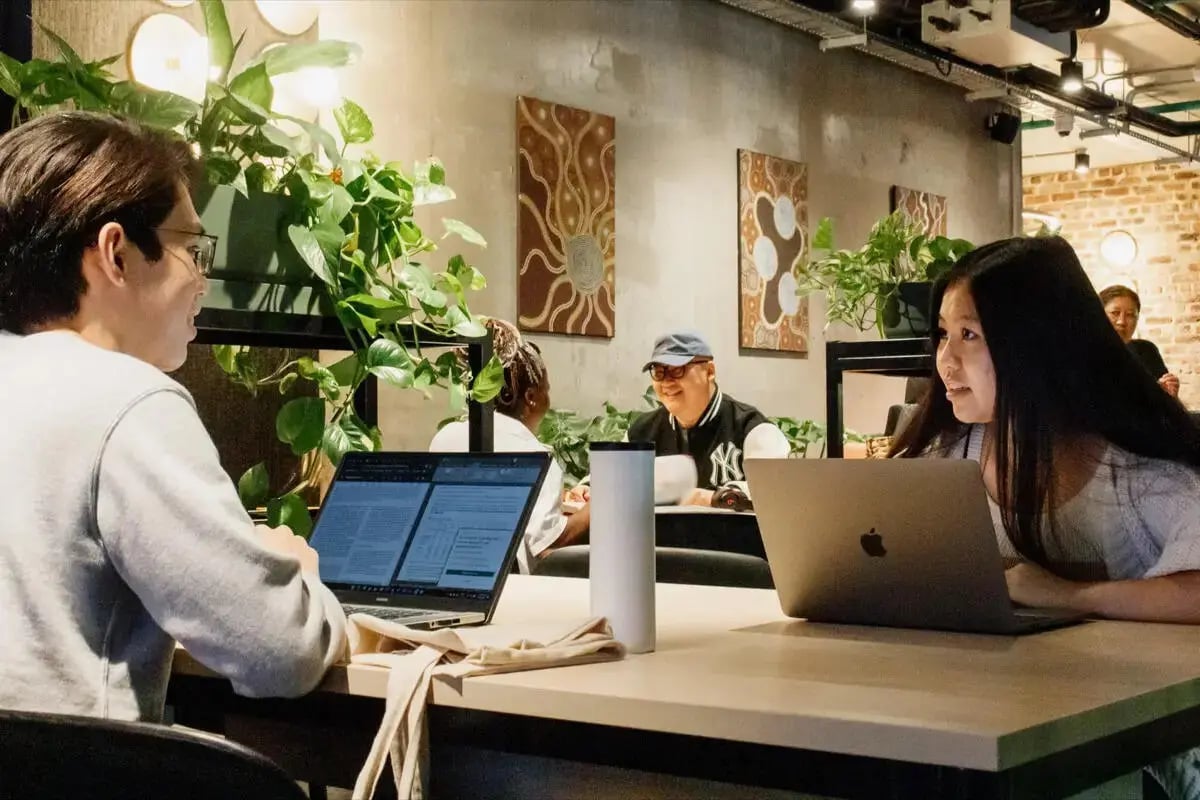 People working on laptops study area at Perth Central in Perth Student Accommodation
