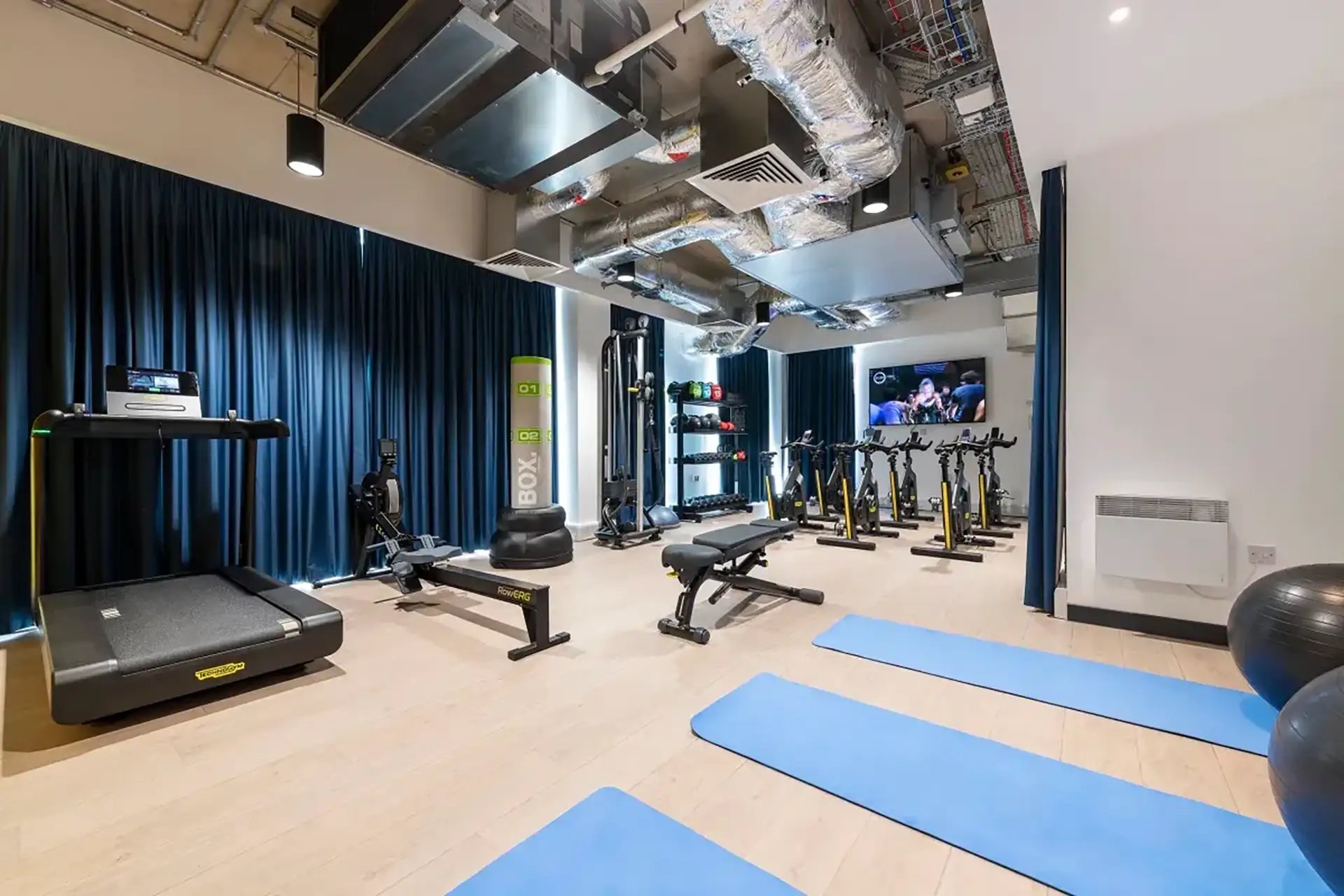Treadmill rower punching bag bikes gym gym at Riverside  in Canterbury Student Accommodation