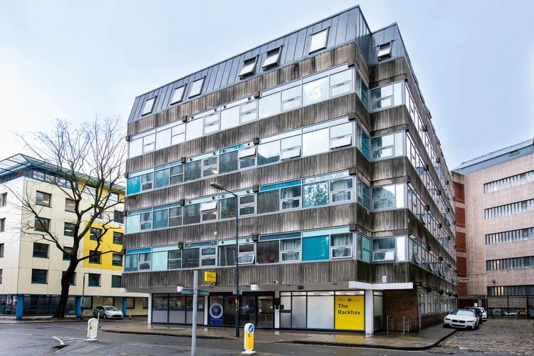 Modern apartment building with many windows exterior at The Rackhay in Bristol Student Accommodation