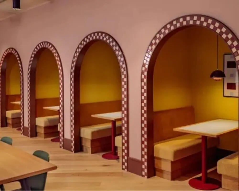 Booth seating with tables study area at Scape Hammersmith in London Student Accommodation