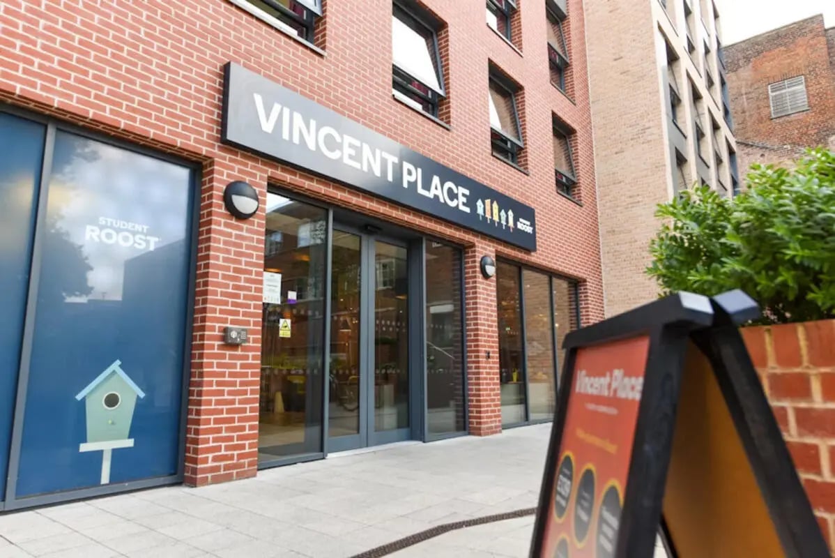 Vincent Place student accommodation exterior signage exterior at Vincent Place in Southampton Student Accommodation