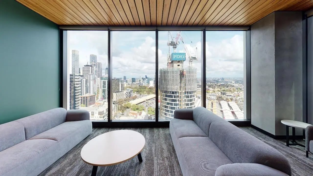 Two grey sofas and coffee table living room at Unilodge Melbourne City in Melbourne Student Accommodation