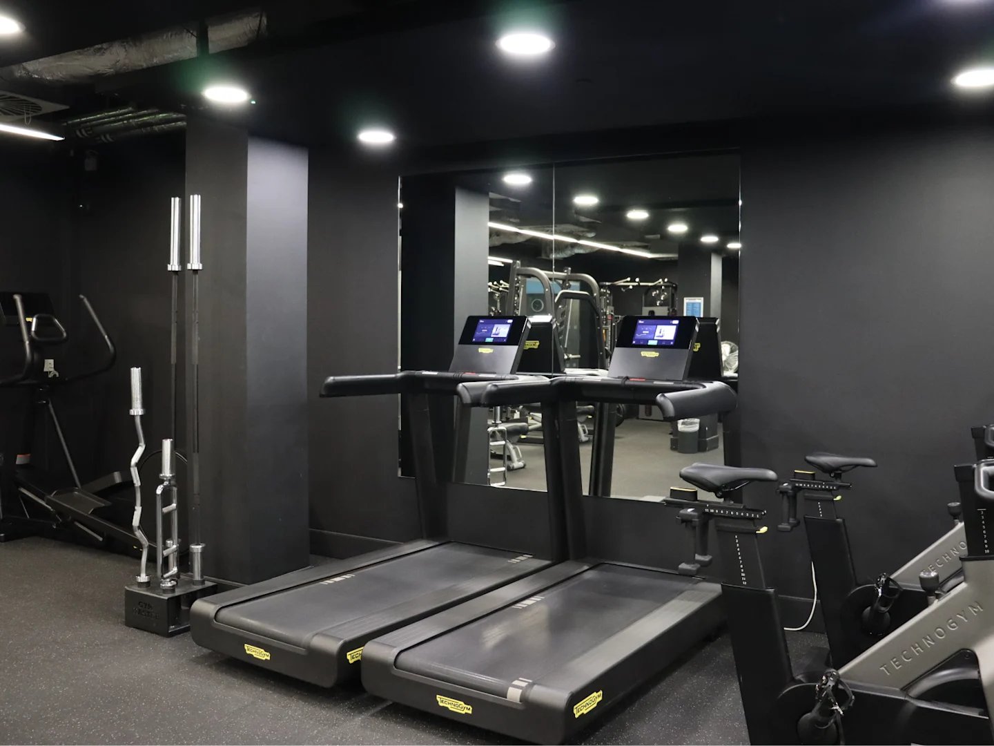 Treadmills exercise bikes barbells gym at Spring Mews in London Student Accommodation