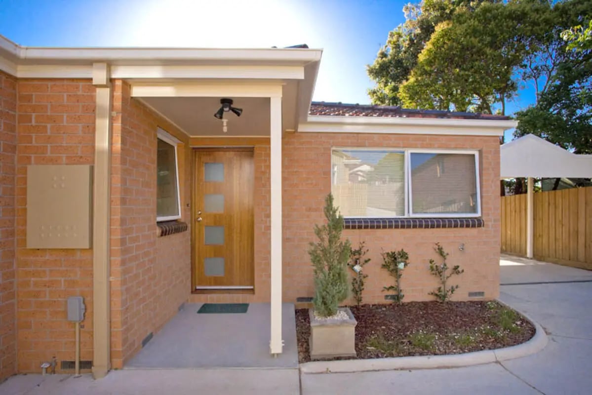 Front door with windows exterior and parking area at Sunset House in Melbourne Student Accommodation