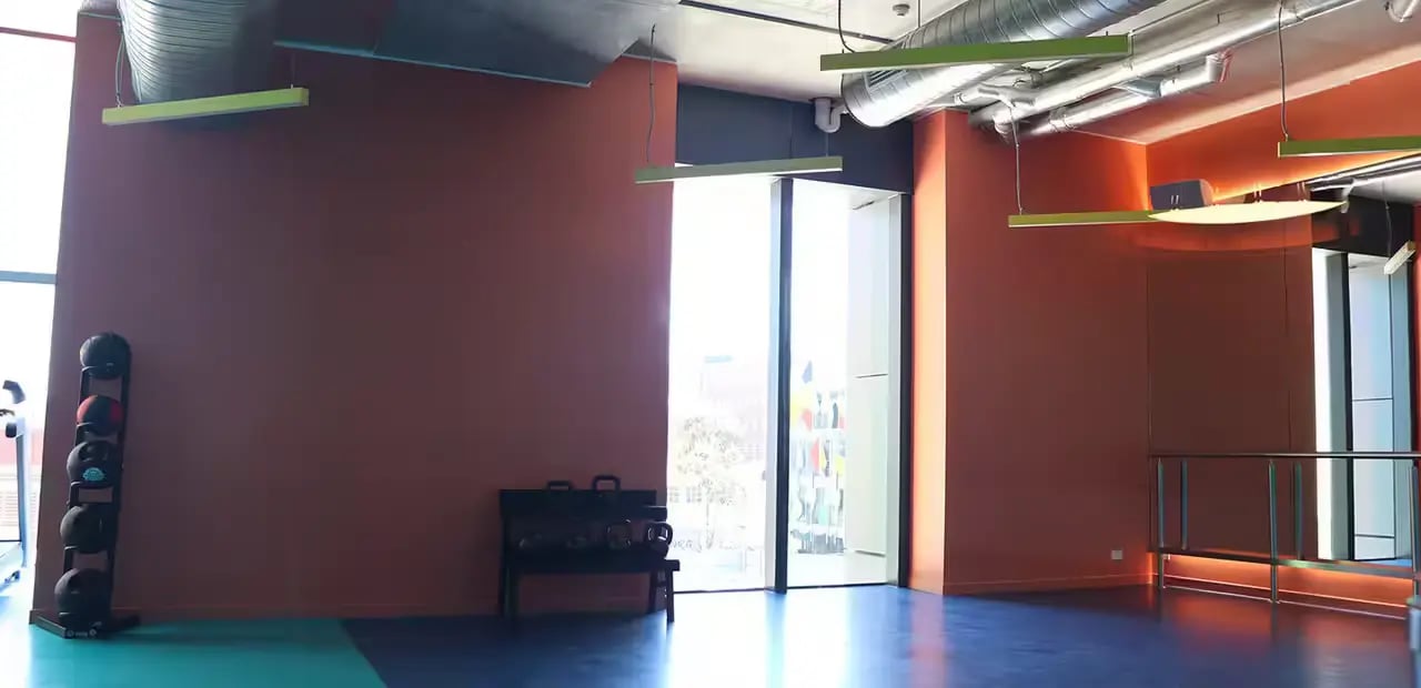 Weights rack and kettlebells gym area at Scape Carlton in Melbourne Student Accommodation