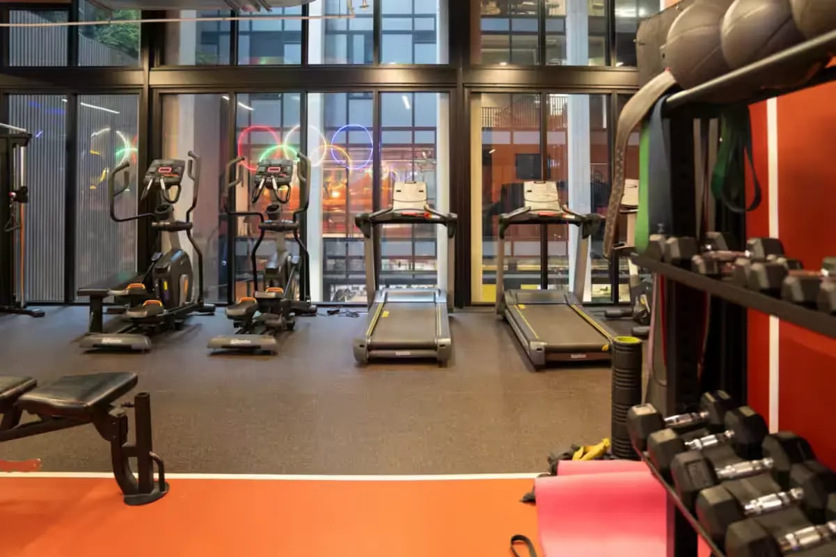 Ellipticals treadmills weights bench gym at Scape Cornell Place in Melbourne Student Accommodation