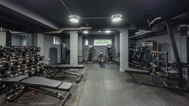 Dumbbells machines benches and treadmills gym at St Gabriels in Manchester Student Accommodation