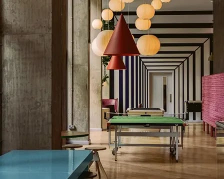 Ping pong table billiard table foosball playing area at Scape Wembley in London Student Accommodation