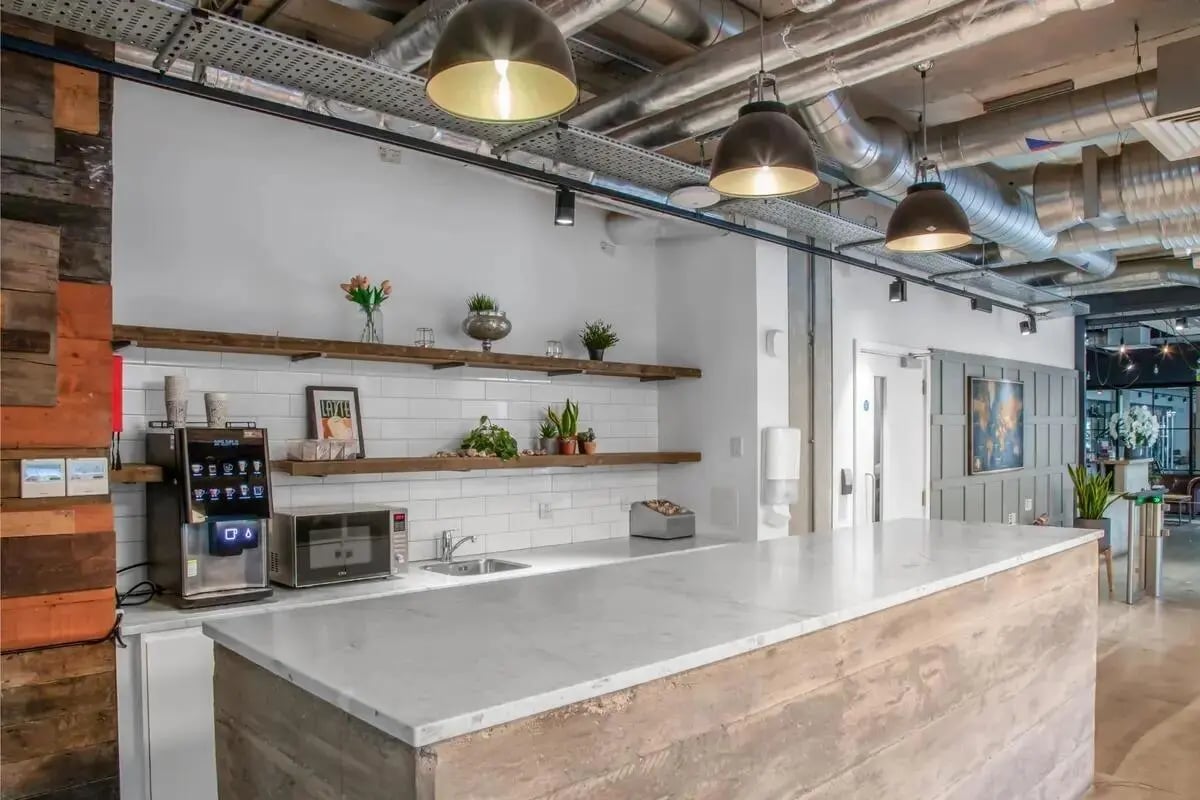 Coffee machine microwave sink counter kitchen area at Chapter Lewisham in London Student Accommodation