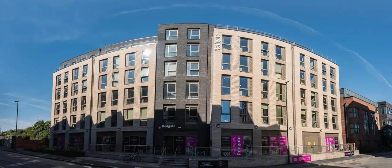 Redgate building with many windows exterior at Redgate in Nottingham Student Accommodation