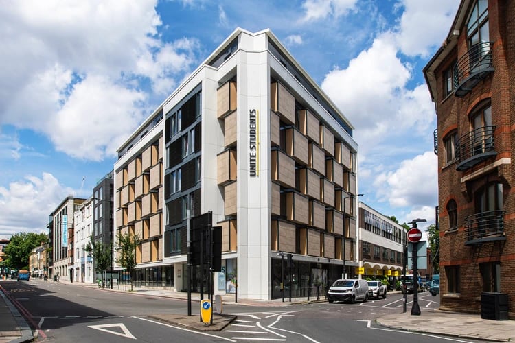 Modern student accommodation building exterior exterior at Student Living Heights in London Student Accommodation