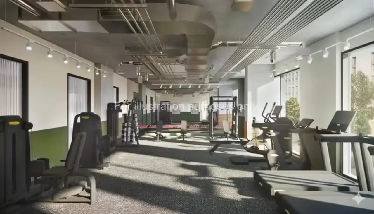 Gym equipment treadmills ellipticals and weight machines gym at City Wharf in Glasgow Student Accommodation