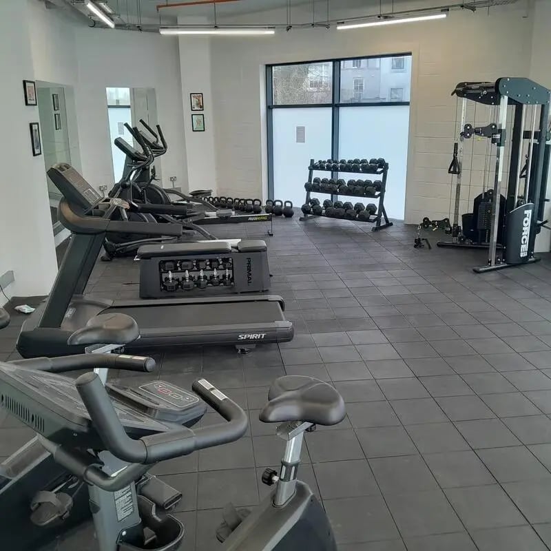Treadmills exercise bikes dumbbells cable machine Gym at Saltwater Place in Plymouth Student Accommodation