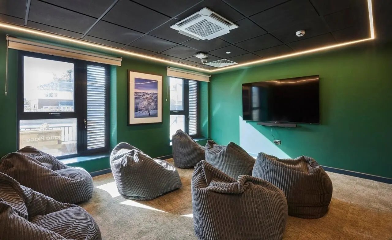 Beanbags television and picture communal area at Regatta Place in Durham Student Accommodation