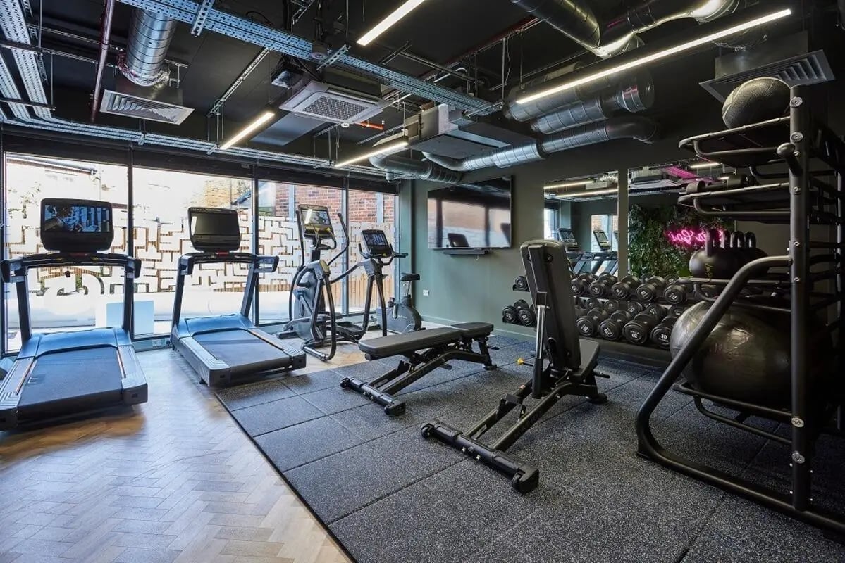 Gym equipment with treadmills and weights gym at Regatta Place in Durham Student Accommodation