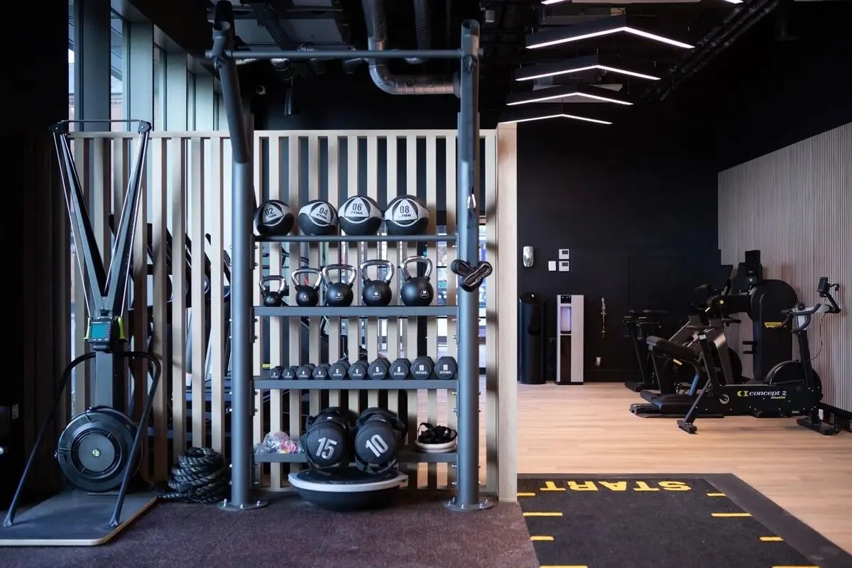 Rowing machine weights and exercise bikes gym at Centre Court in Nottingham Student Accommodation