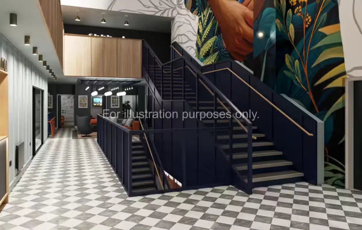 Hallway with stairs and seating area hallway at Glasgow Citi View  in Glasgow Student Accommodation