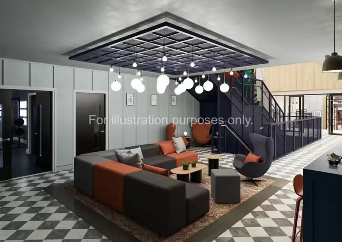 Modern sectional sofa with orange accents living room at Glasgow Citi View  in Glasgow Student Accommodation