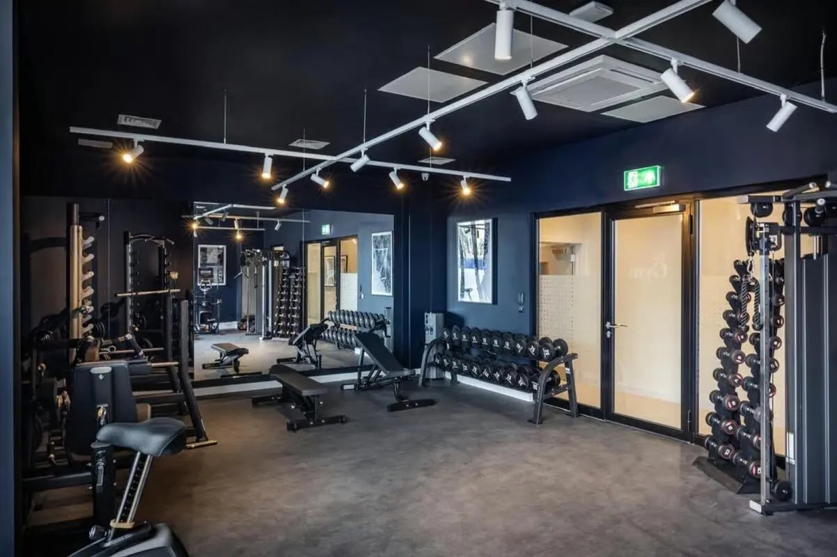 Dumbbell racks exercise machines weight benches gym at The Place in Nottingham Student Accommodation