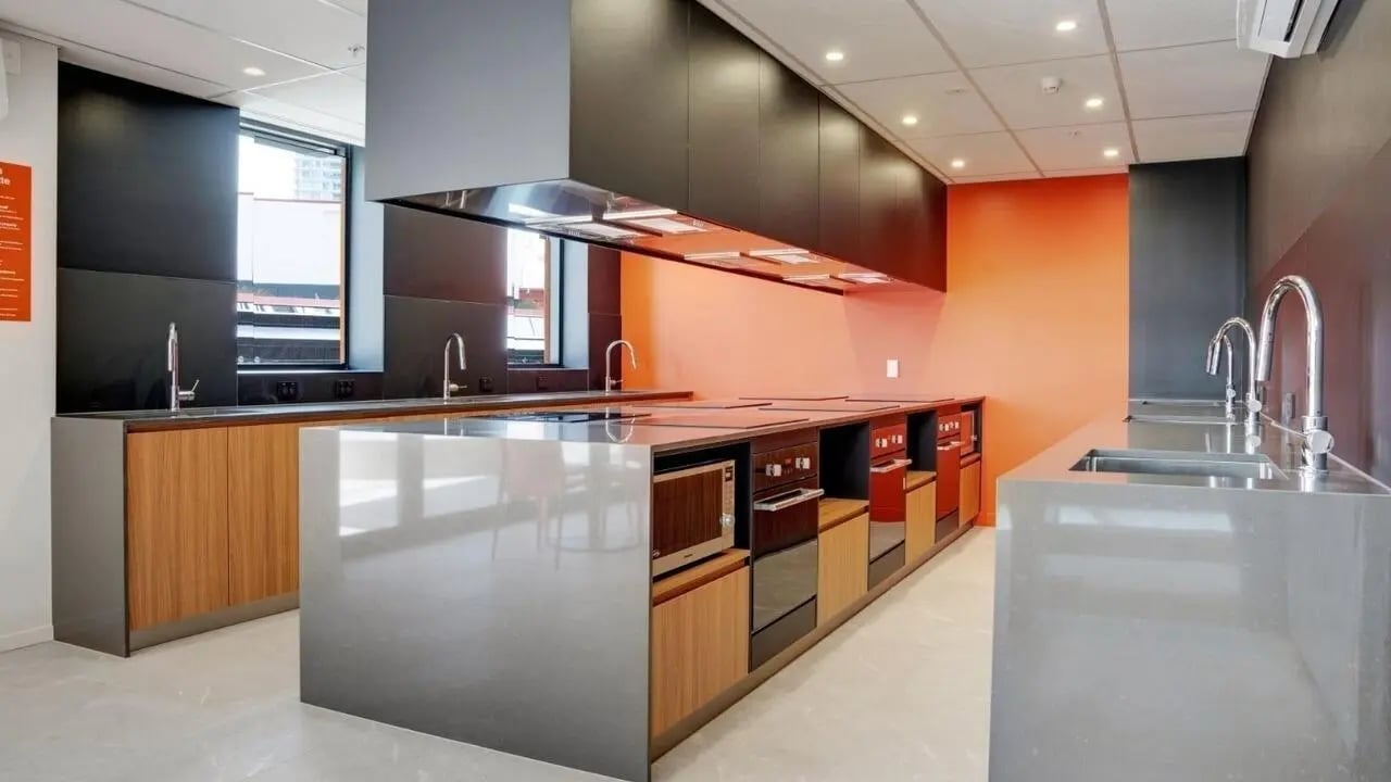 Multiple sinks ovens and microwaves kitchen at UniLodge Auckland Central in Auckland Student Accommodation