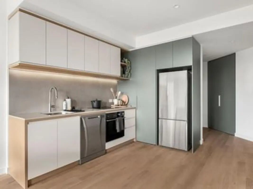 Modern kitchen with stainless steel appliances kitchen at Caulfield Place in Melbourne Student Accommodation