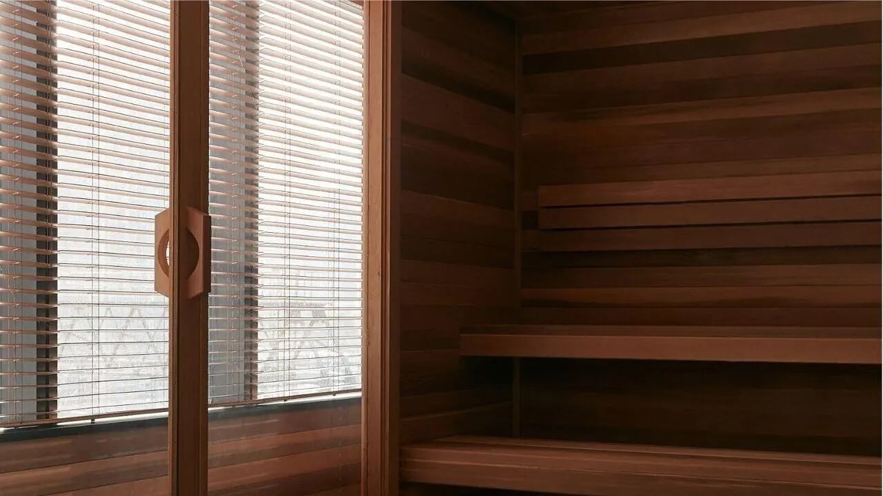Wooden benches and blinds interior room at West Tower, Melbourne Quarter in Melbourne Student Accommodation