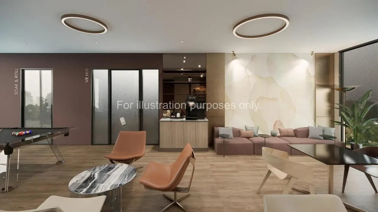 Pool table coffee bar sofas modern living area at Stellaris in Cambridge Student Accommodation