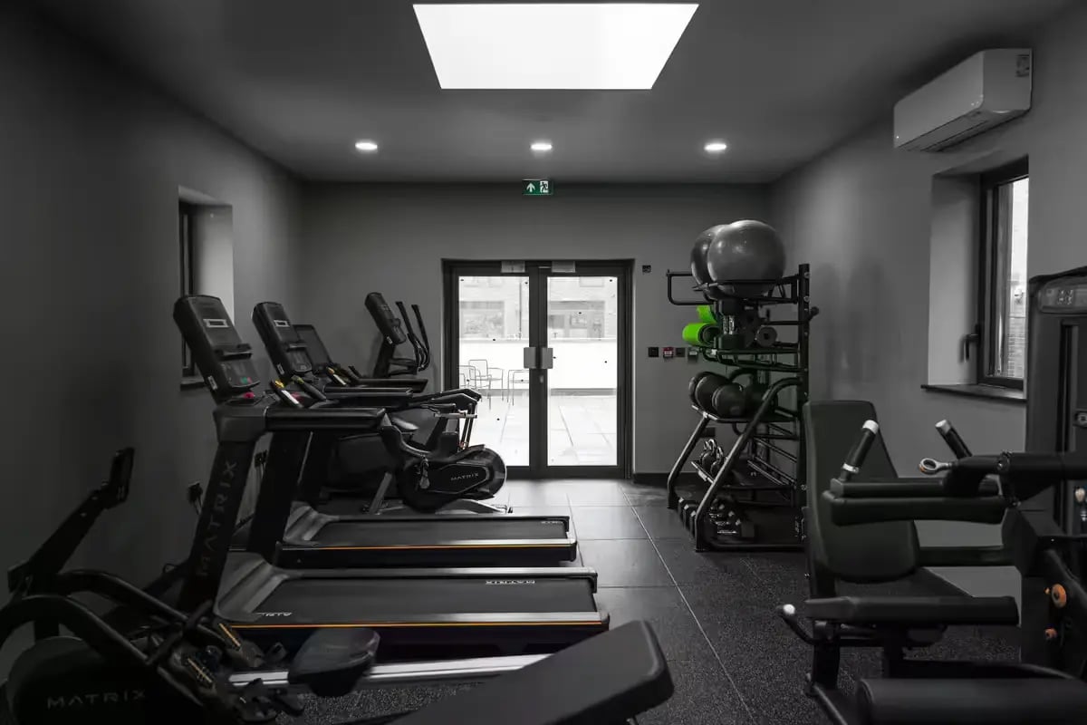 Treadmills weight rack and exercise equipment Gym at The Port On The Square in Bristol Student Accommodation