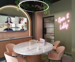Round table video conference room lounge at Iconinc The Bonnie in Glasgow Student Accommodation
