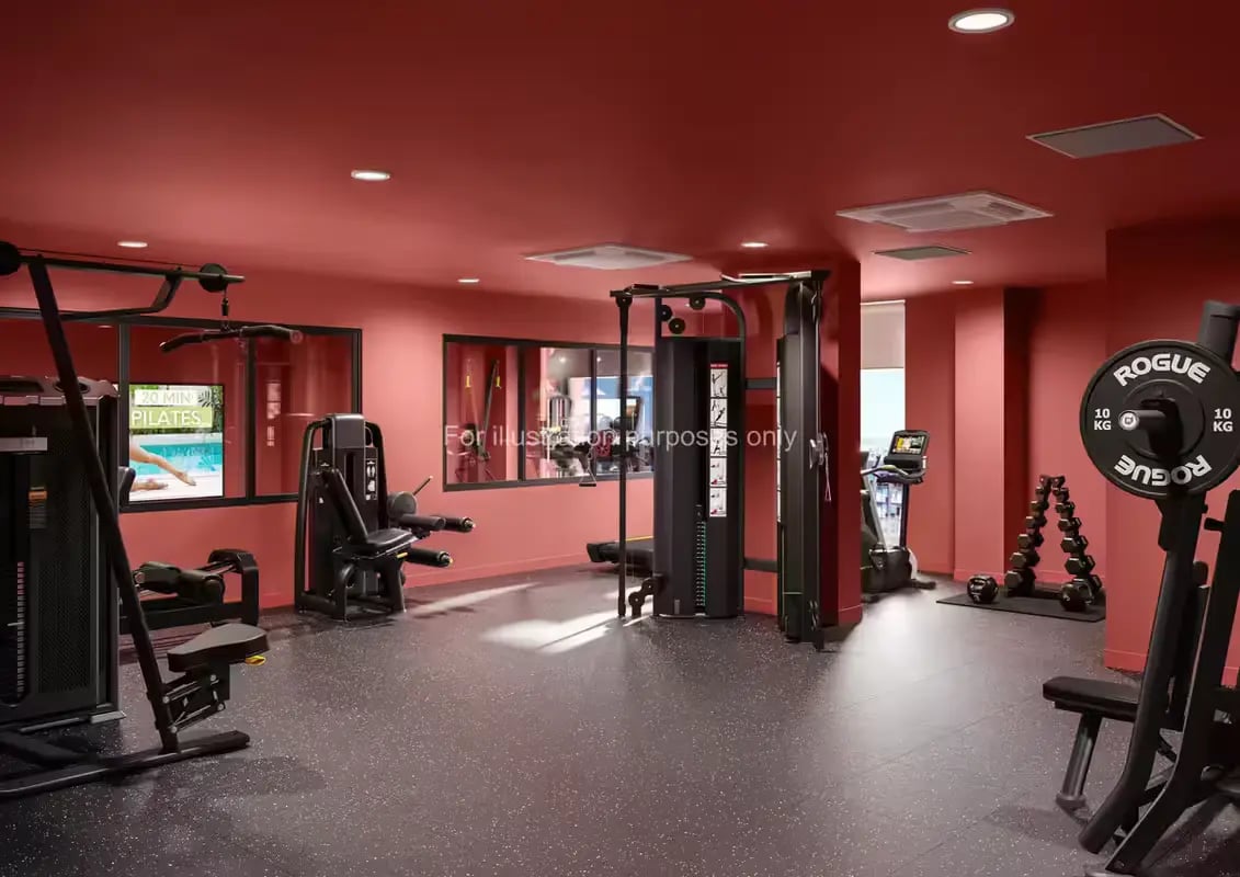 Gym equipment weights and cardio machines gym at St Vincent Studios in Glasgow Student Accommodation