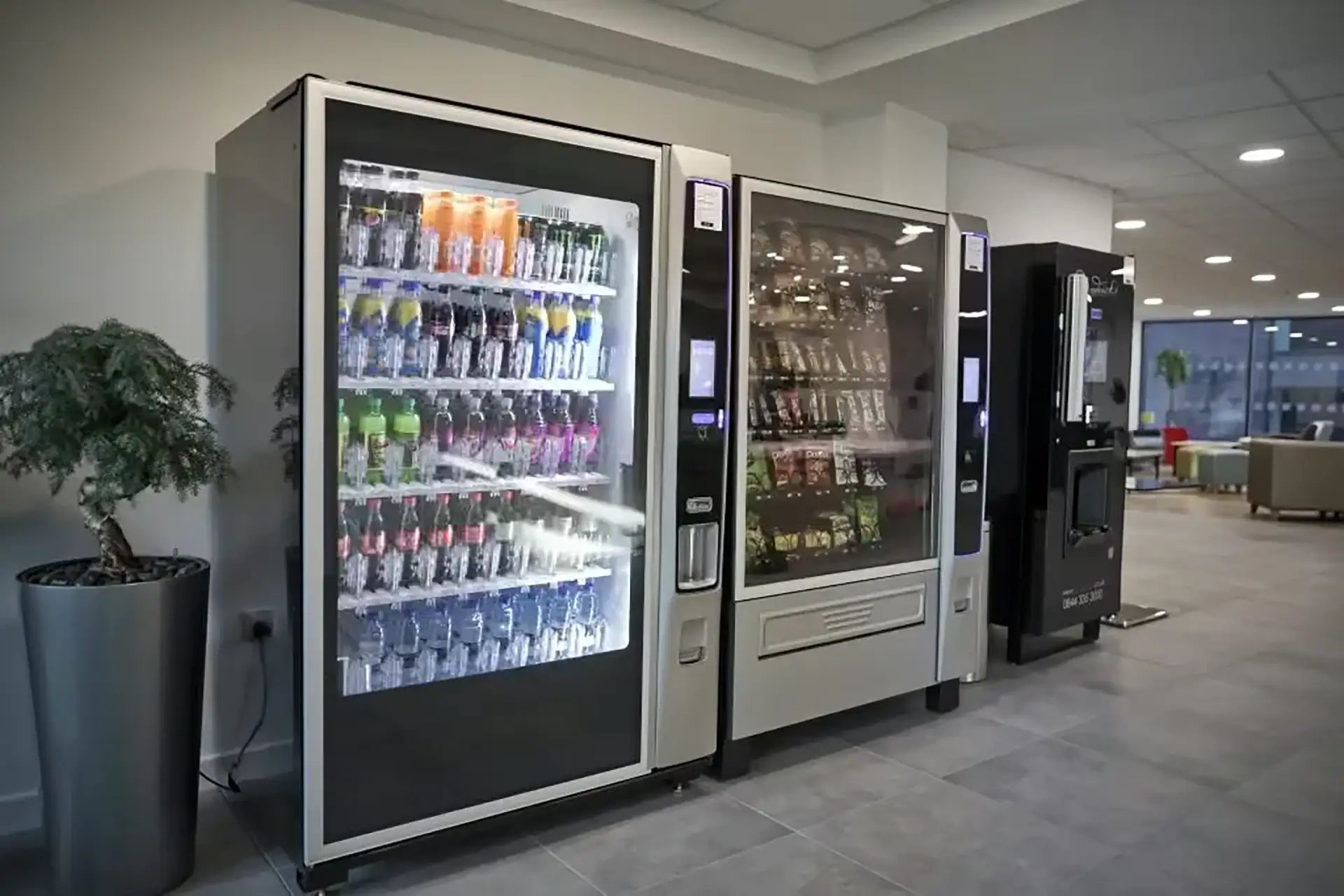 Vending machines with drinks and snacks common area at Friargate Court in Preston Student Accommodation