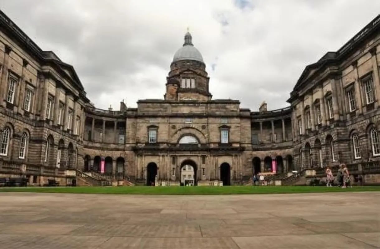 Grand stone building with dome and people Exterior at Straits Mile in Edinburgh Student Accommodation