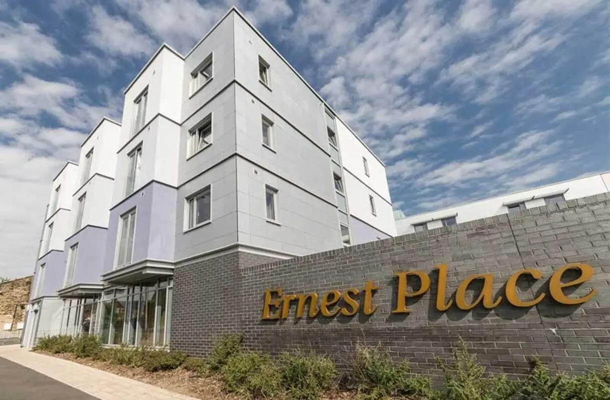 Modern building sign Ernest Place exterior at Ernest Place in Durham Student Accommodation
