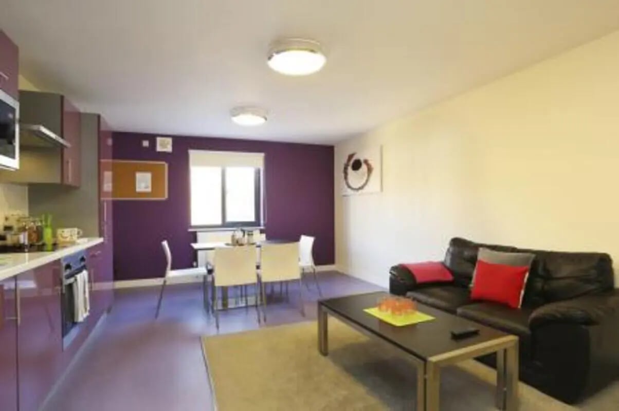 Kitchen dining and living area with sofa. at Canterbury Student Village in Canterbury Student Accommodation
