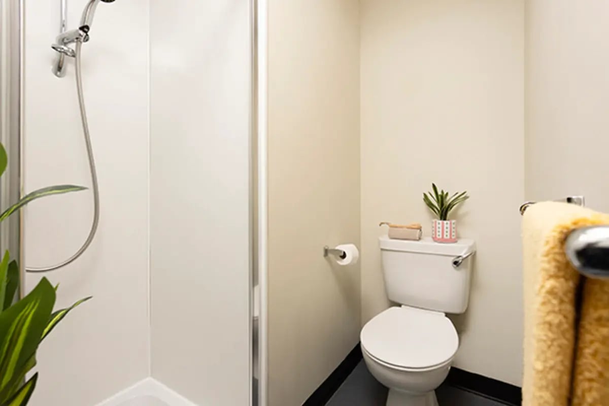 Shower toilet and towel bathroom at Spring Gardens in Aberdeen Student Accommodation